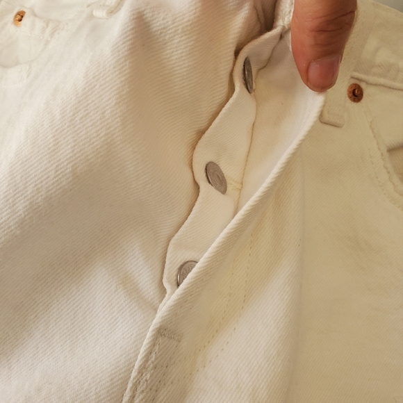 EUC Levi's Distressed Button Fly White 501 Denim Jean Shorts - Picture 8 of 11